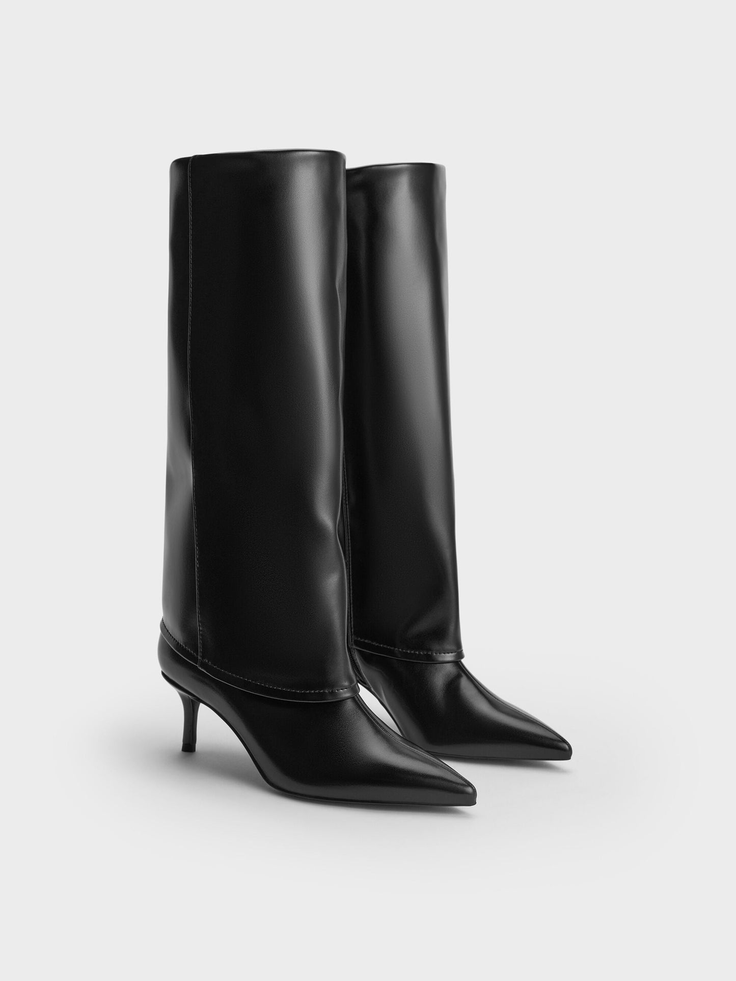 Pointed Stiletto Knee-High Boots - Black | CHARLES & KEITH