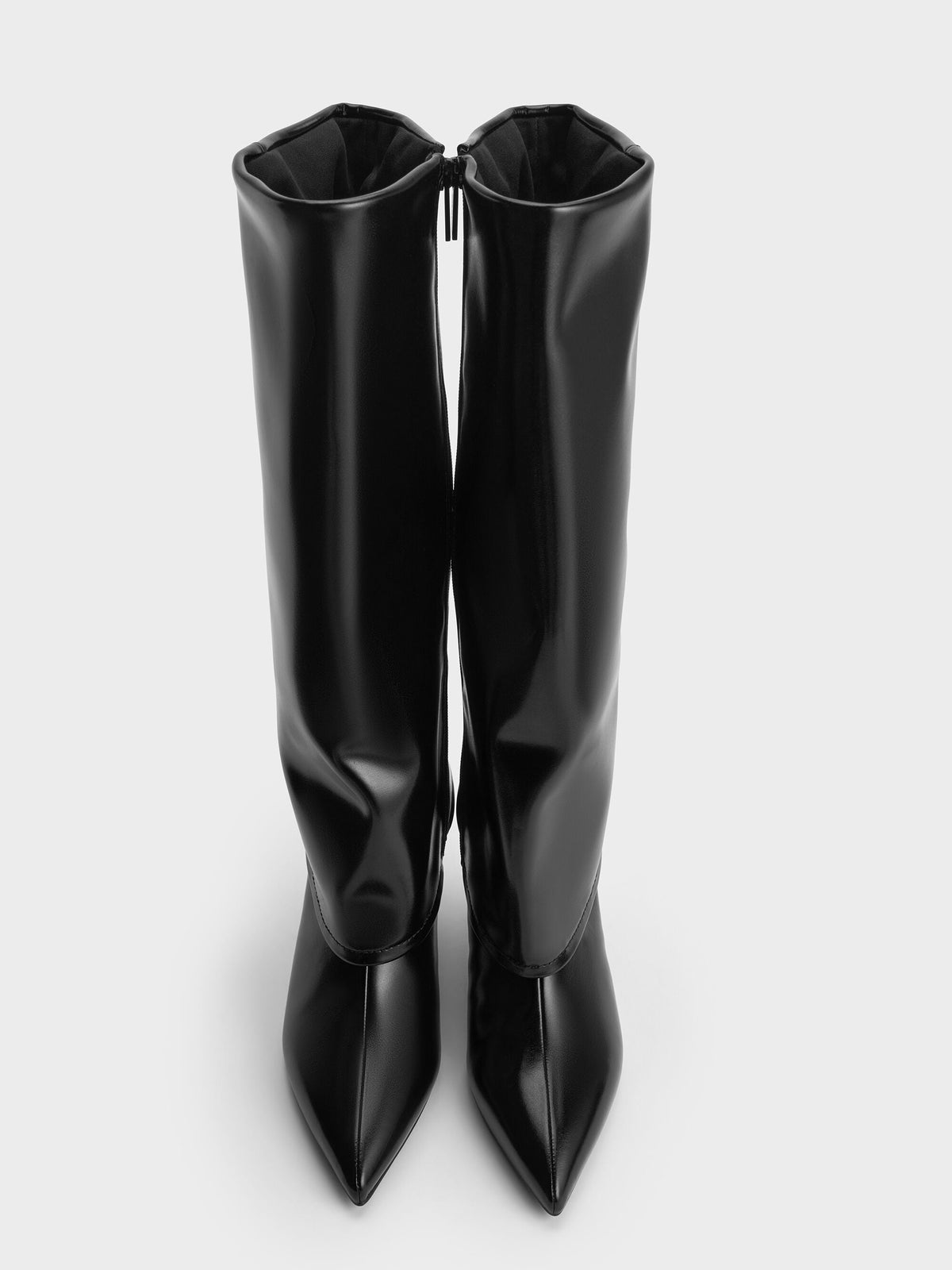 Pointed Stiletto Knee-High Boots - Black | CHARLES & KEITH
