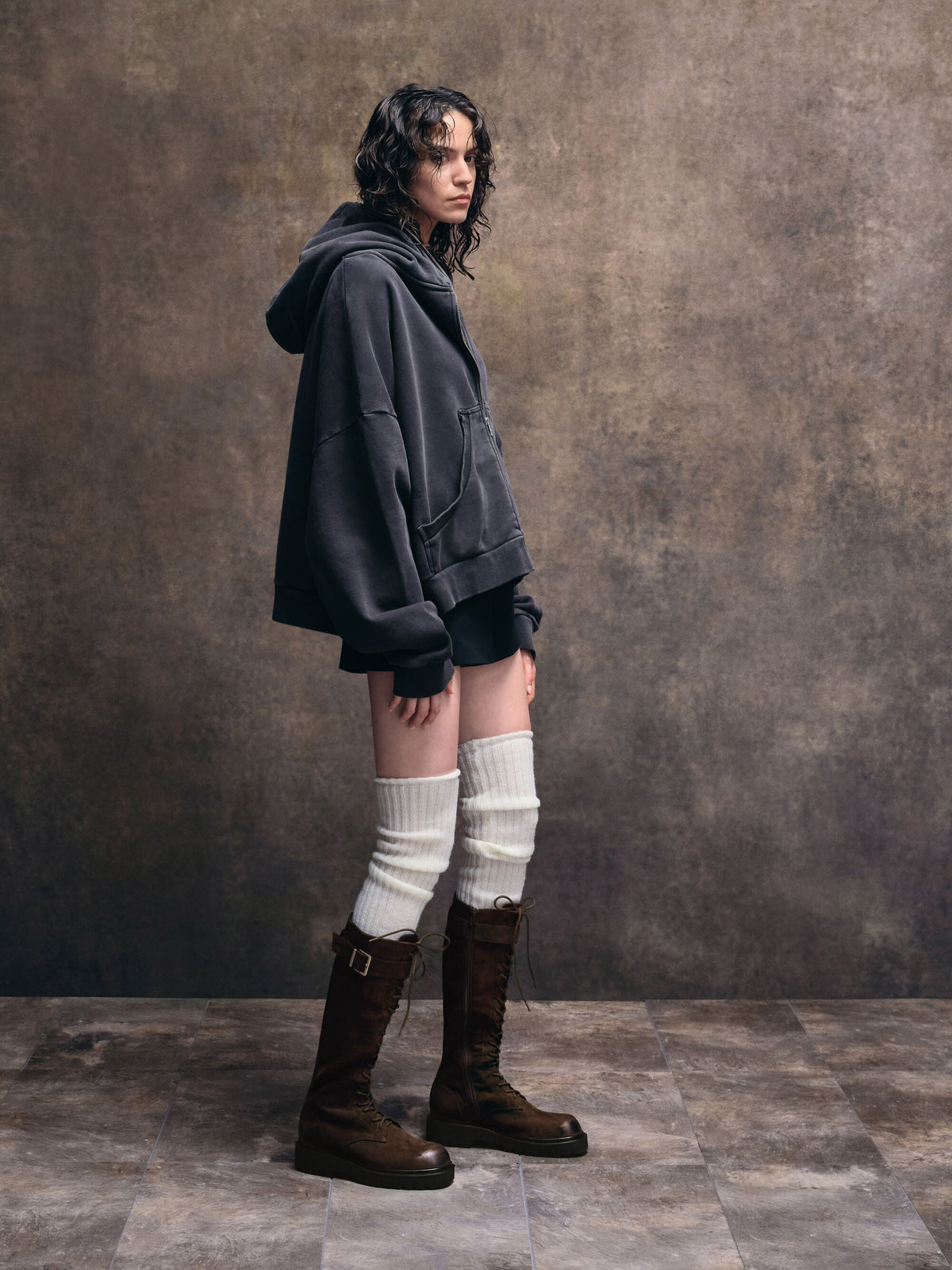 Darian Faux Suede Knee-High Boots - Dark Brown Textured | CHARLES & KEITH