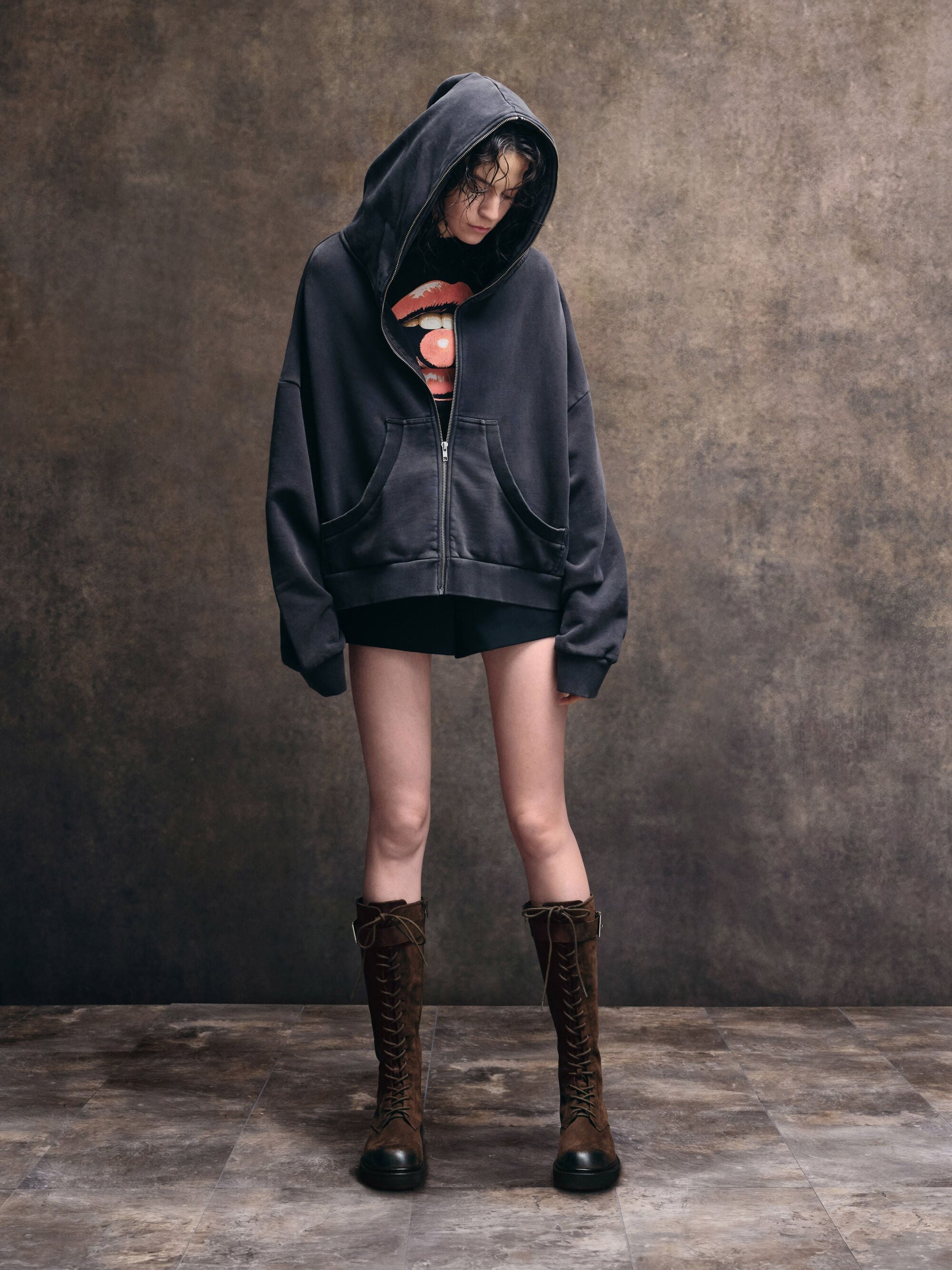 Darian Faux Suede Knee-High Boots - Dark Brown Textured | CHARLES & KEITH