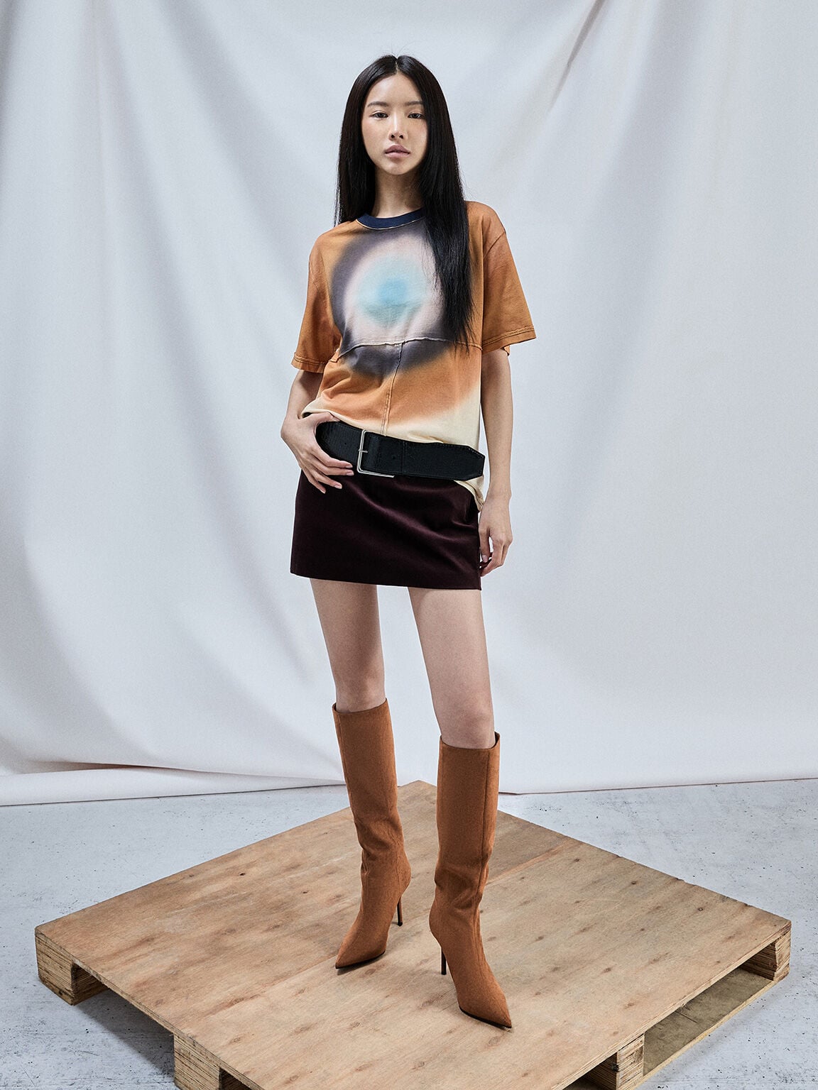 Faux Suede Pointed Stiletto Knee-High Boots - Cognac | CHARLES & KEITH