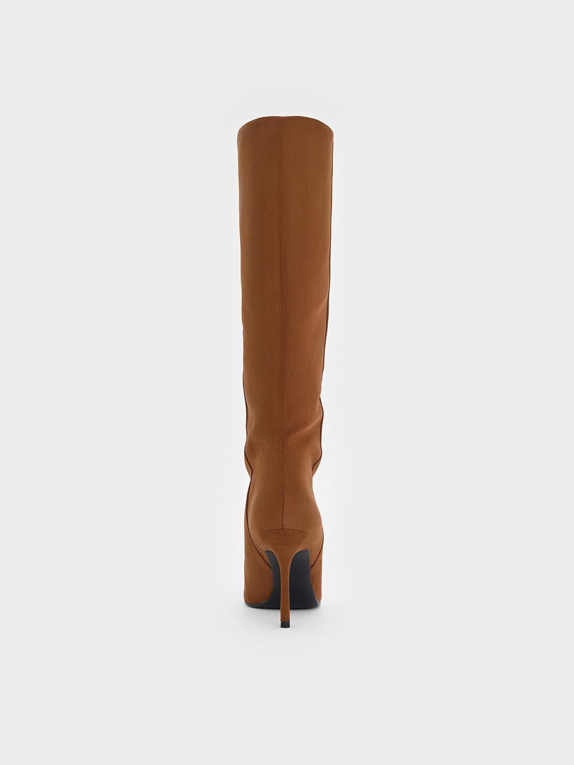 Faux Suede Pointed Stiletto Knee-High Boots - Cognac | CHARLES & KEITH