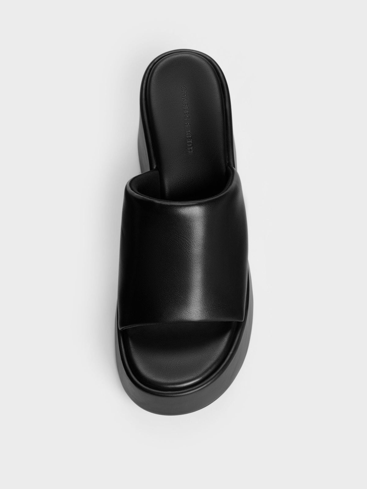 Wide-Strap Platform Wedges - Black | CHARLES & KEITH