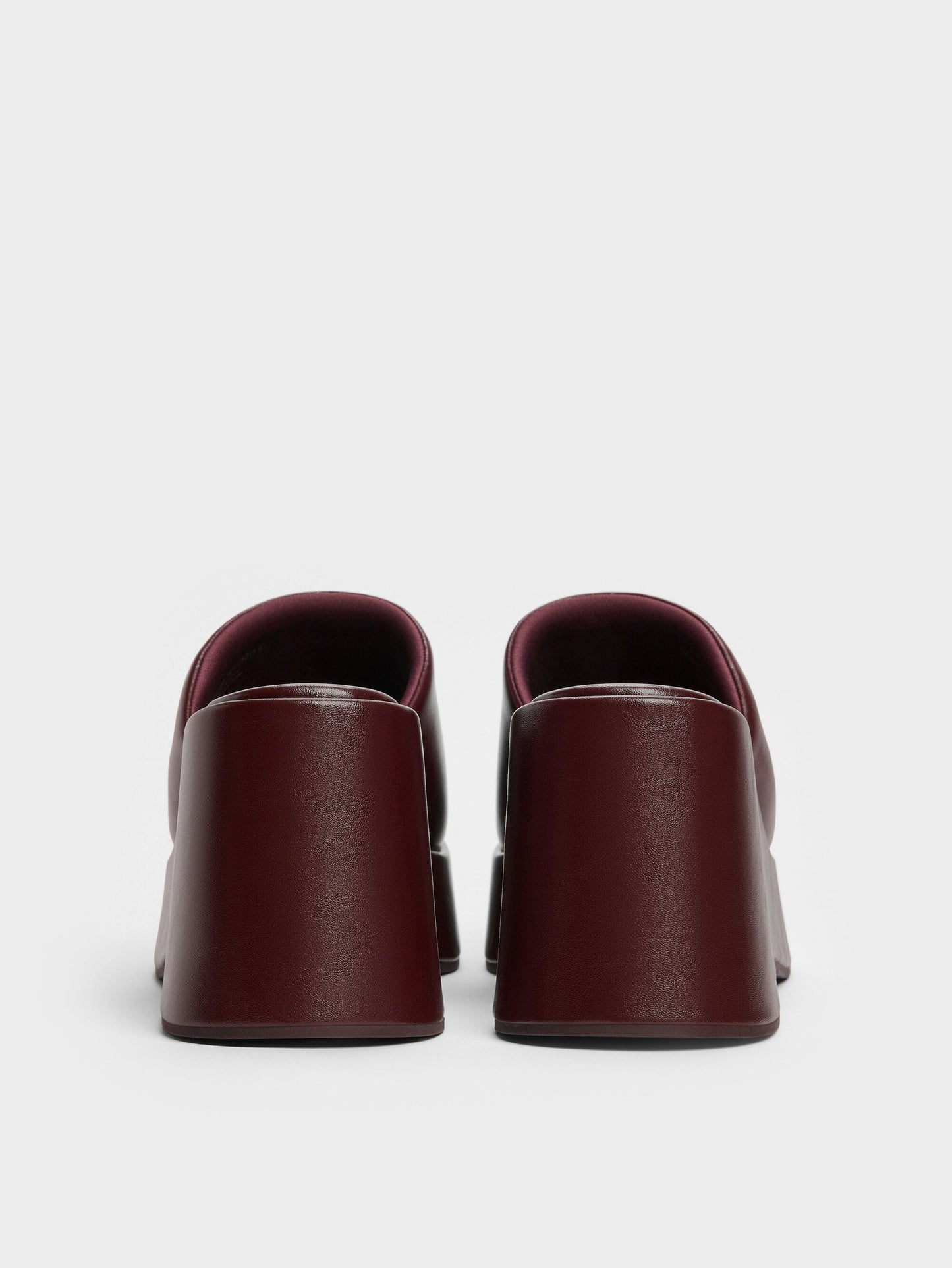 Wide-Strap Platform Wedges - Burgundy | CHARLES & KEITH