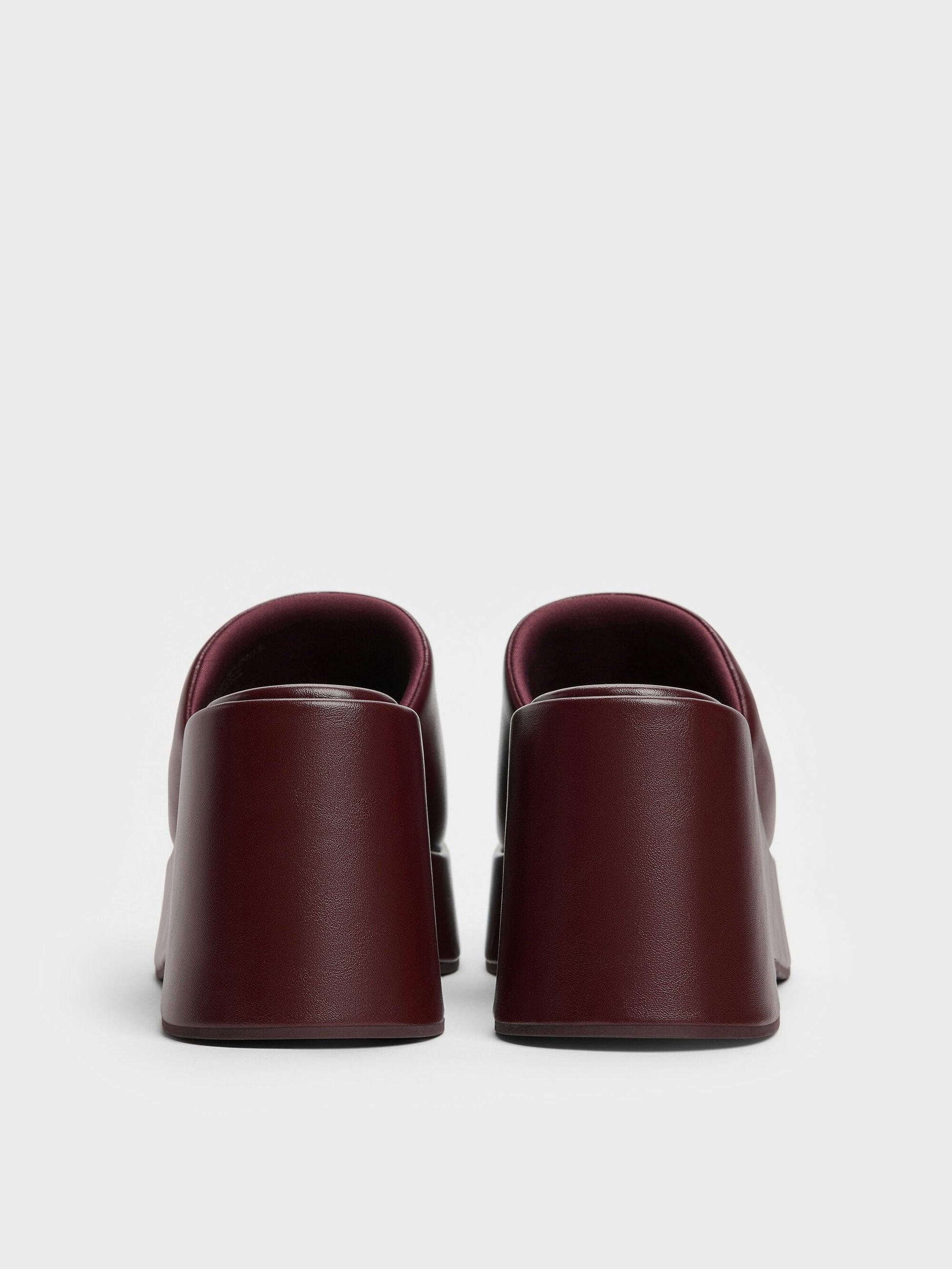 Wide-Strap Platform Wedges - Burgundy | CHARLES & KEITH