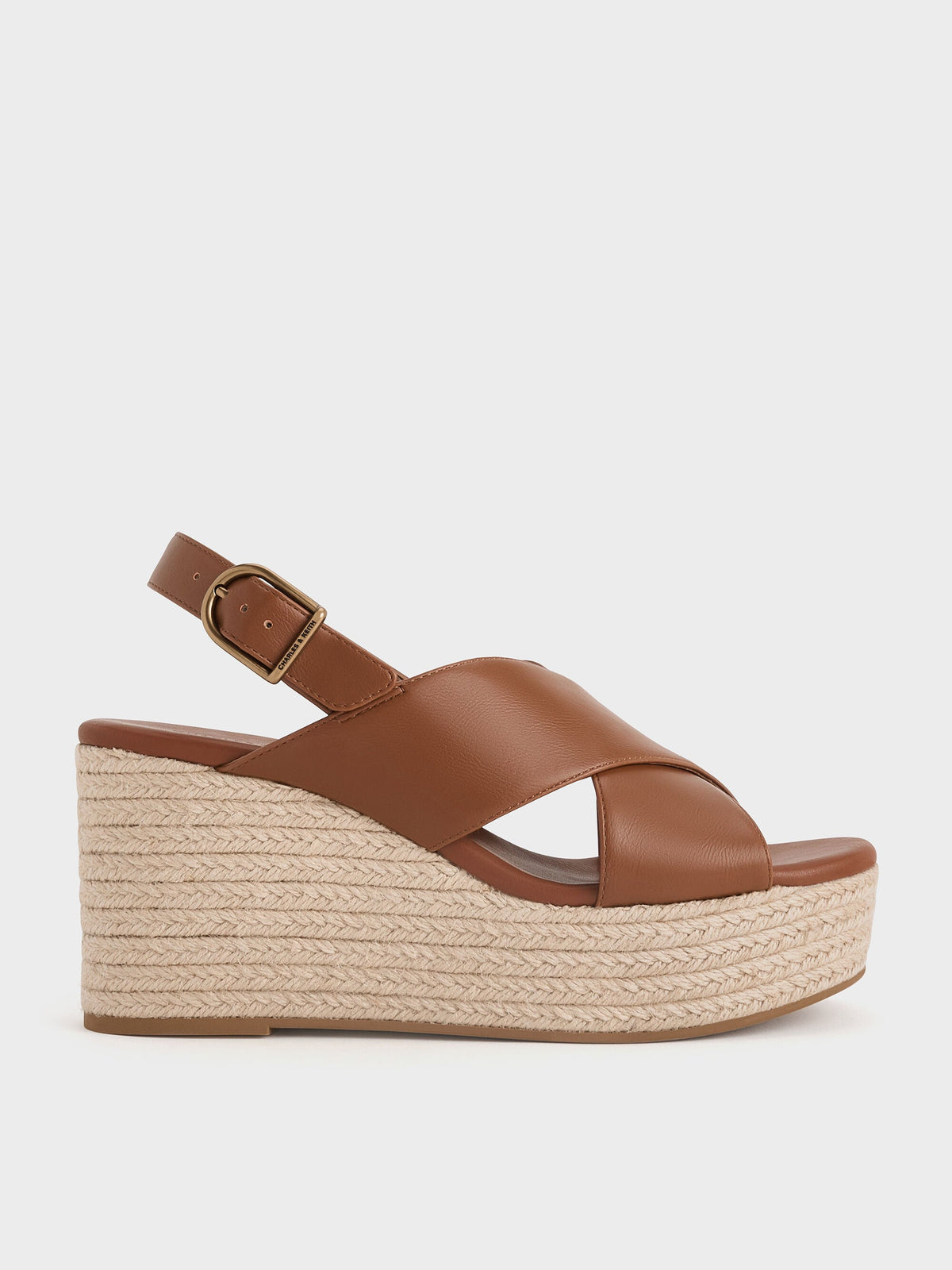 Crossover Espadrille Wedges - Brown | CHARLES & KEITH