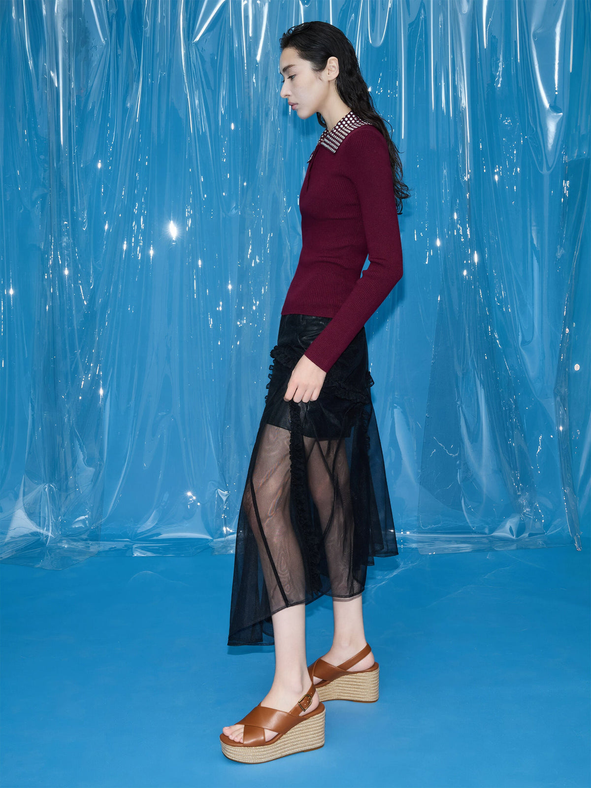 Crossover Espadrille Wedges - Brown | CHARLES & KEITH