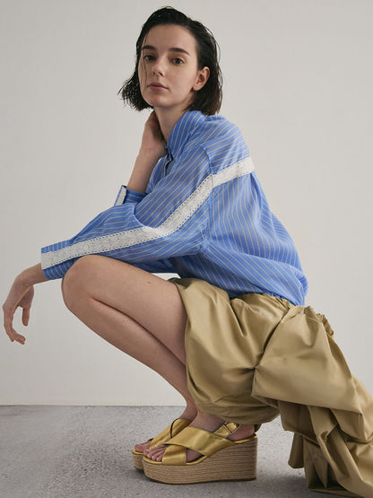 Metallic Crossover Espadrille Wedges - Gold | CHARLES & KEITH