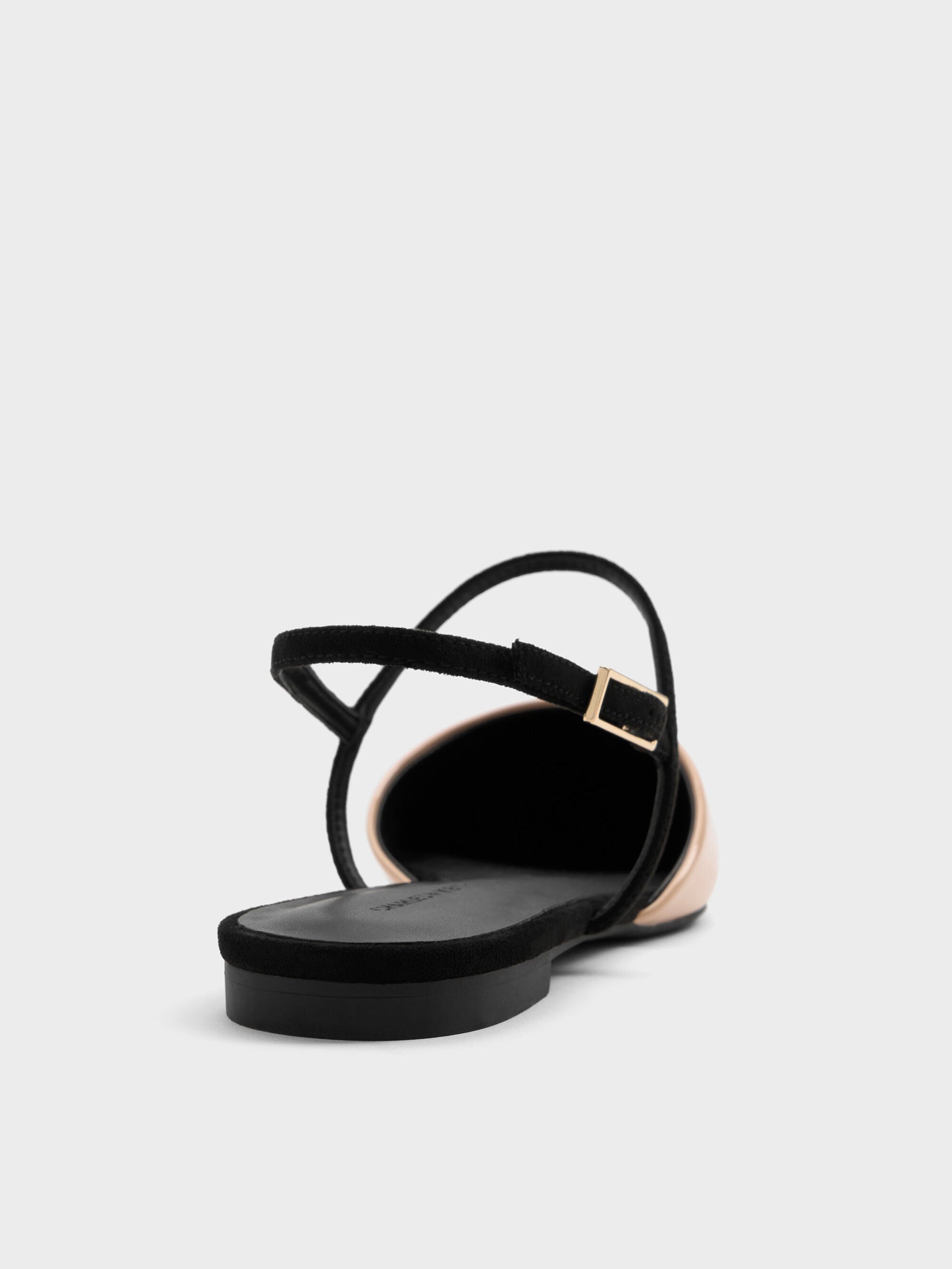 Luciana Patent Faux Suede Pointed Slingback Flats - Nude | CHARLES & KEITH
