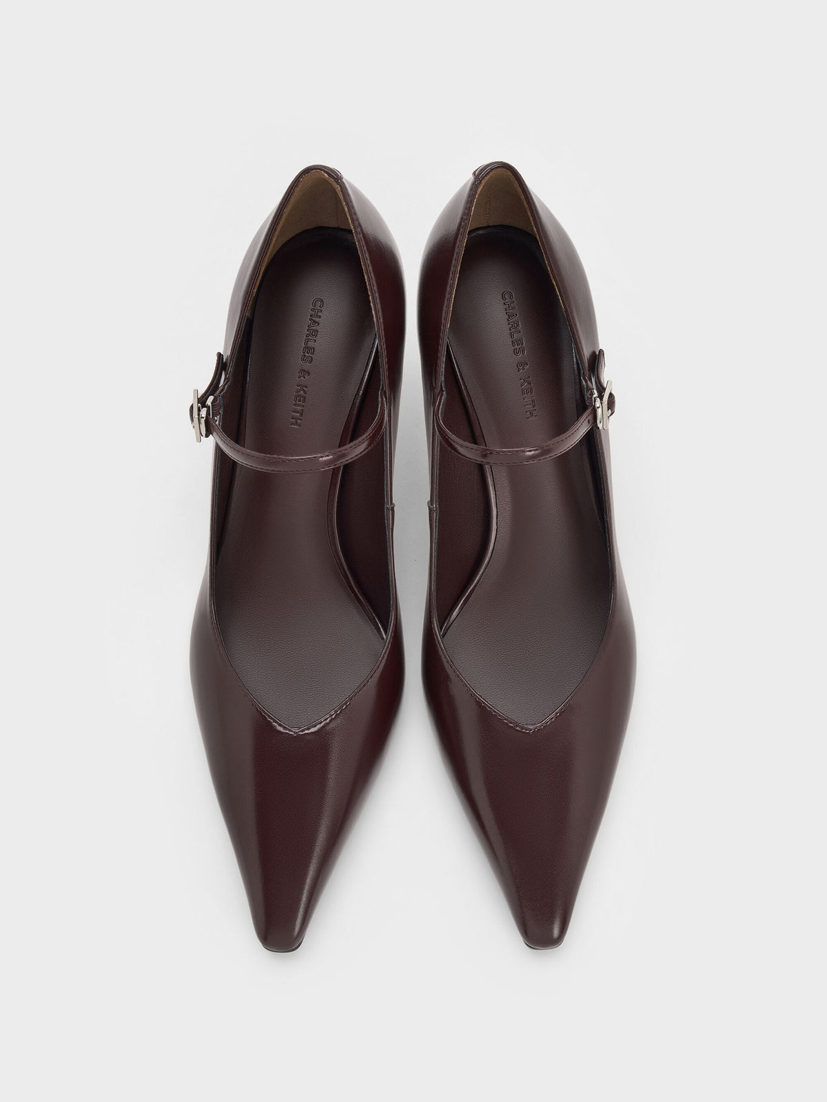 Pointed Mary Jane Pumps - Maroon | CHARLES & KEITH