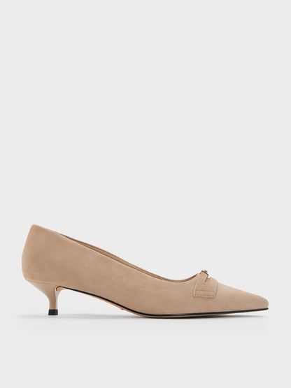 Georgina Suede Kitten Heels - Taupe | CHARLES & KEITH