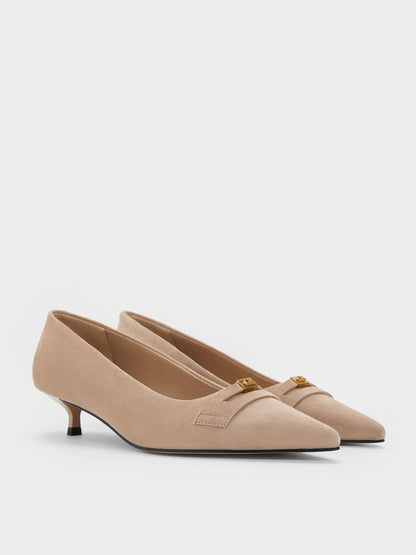 Georgina Suede Kitten Heels - Taupe | CHARLES & KEITH