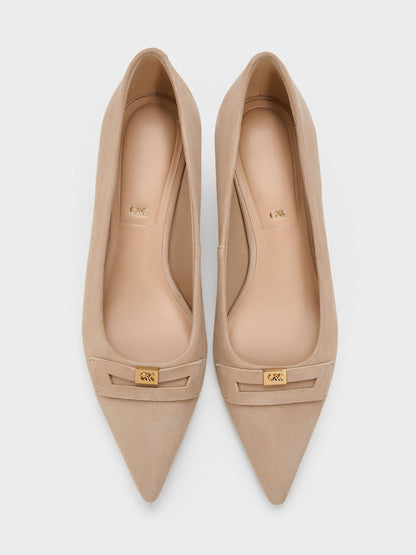 Georgina Suede Kitten Heels - Taupe | CHARLES & KEITH