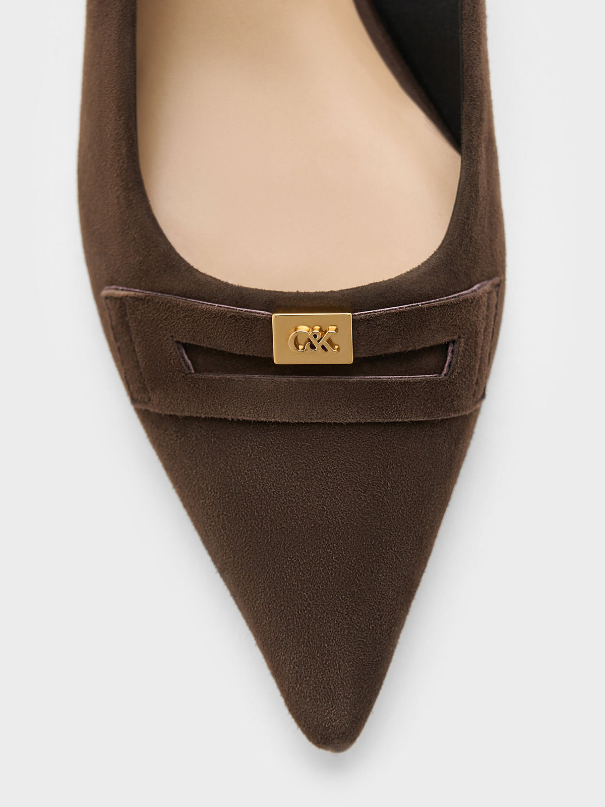 Georgina Suede Kitten Heels - Dark Brown Textured | CHARLES & KEITH