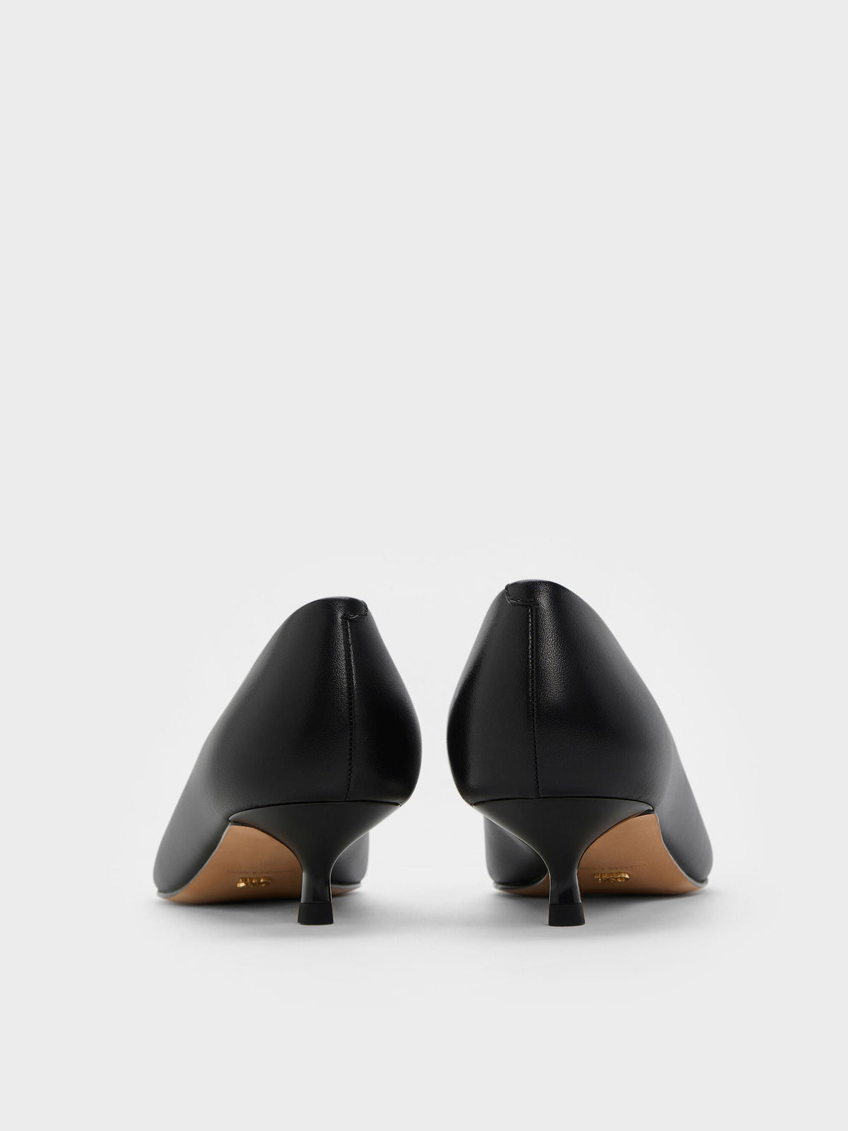 Georgina Leather Kitten Heels - Black | CHARLES & KEITH