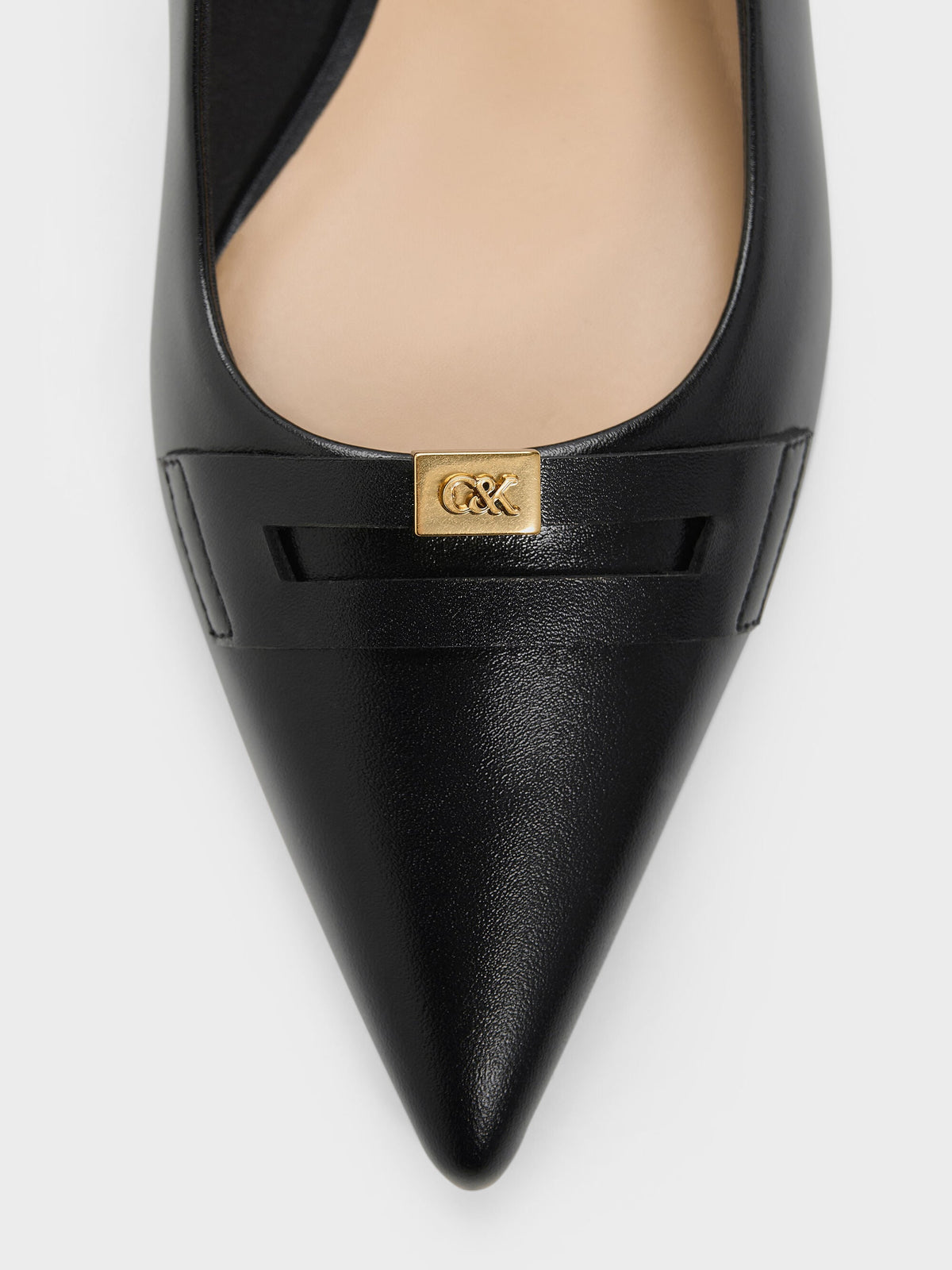 Georgina Leather Kitten Heels - Black | CHARLES & KEITH