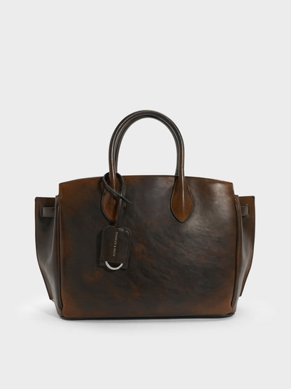 Large Ginevra Tote Bag - Brown | CHARLES & KEITH