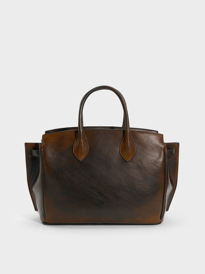 Large Ginevra Tote Bag - Brown | CHARLES & KEITH