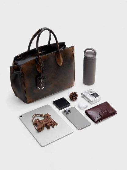 Large Ginevra Tote Bag - Brown | CHARLES & KEITH