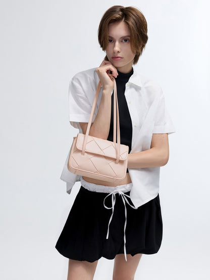 Maribel Woven Shoulder Bag - Soft Pink | CHARLES & KEITH