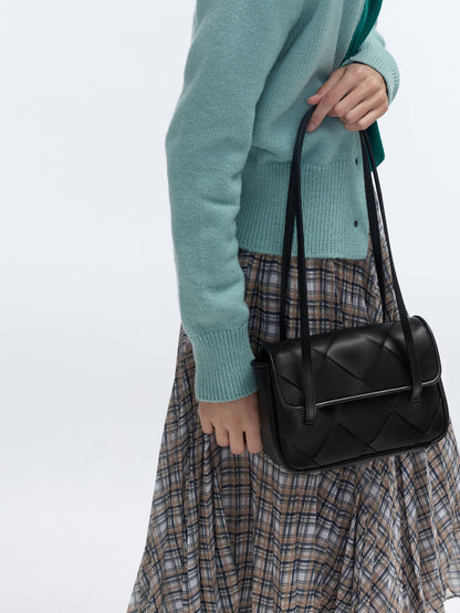 Maribel Woven Shoulder Bag - Black | CHARLES & KEITH