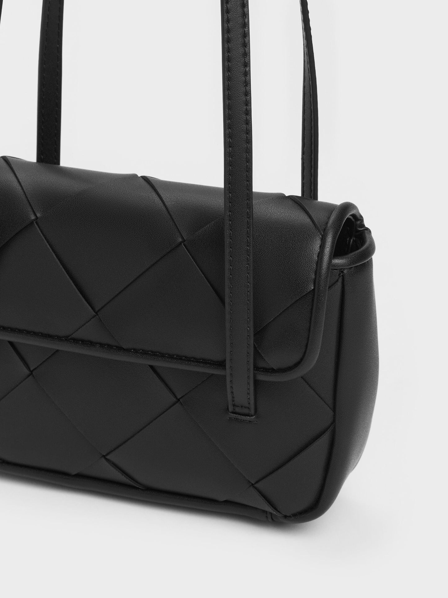 Maribel Woven Shoulder Bag - Black | CHARLES & KEITH