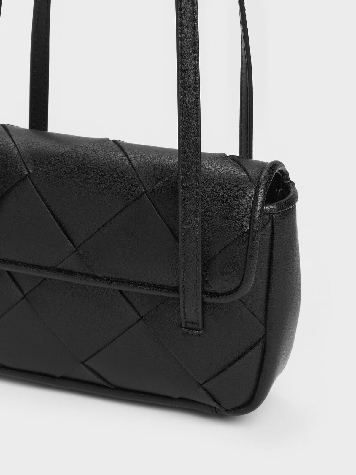 Maribel Woven Shoulder Bag - Black | CHARLES & KEITH