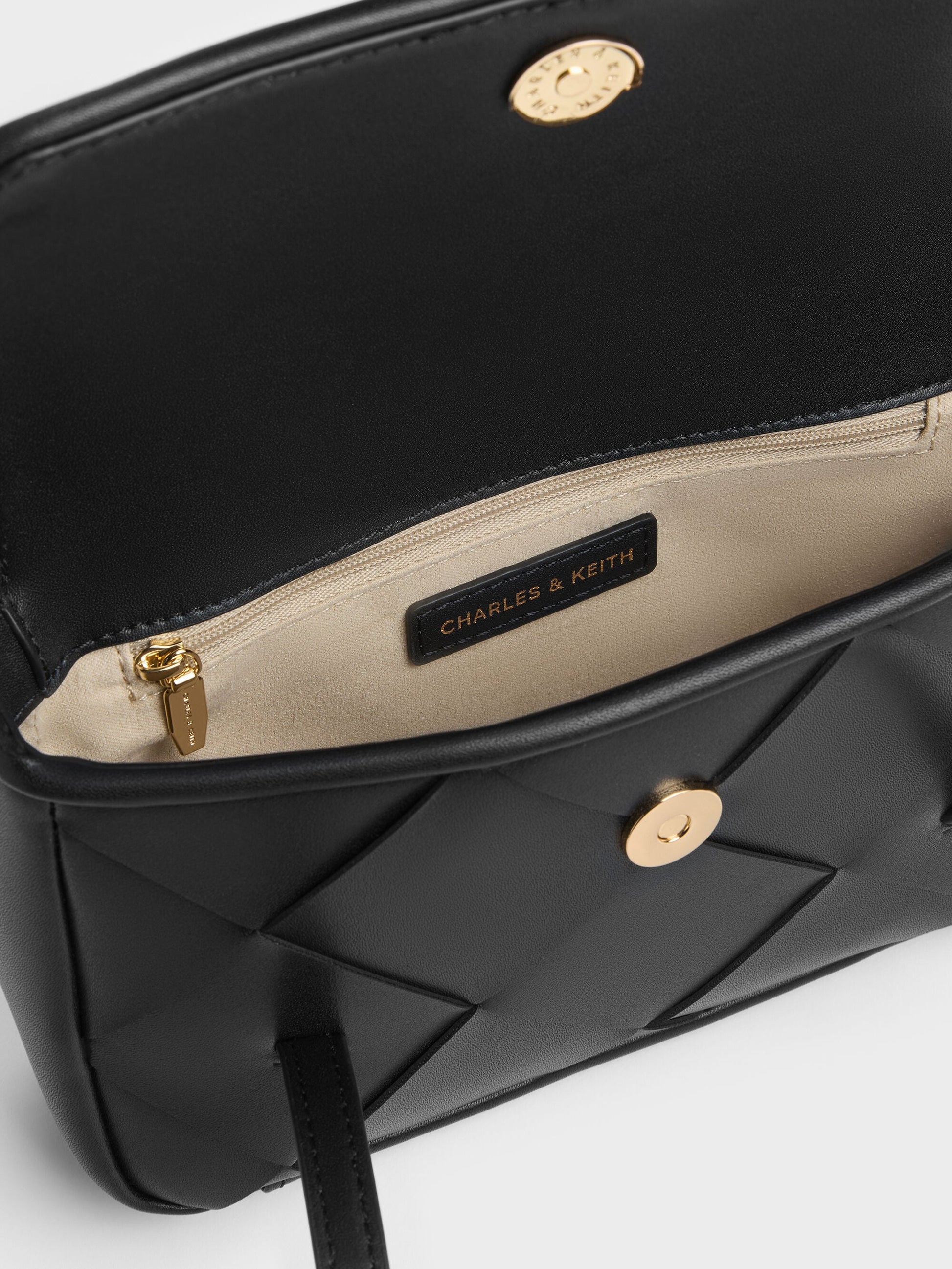 Maribel Woven Shoulder Bag - Black | CHARLES & KEITH