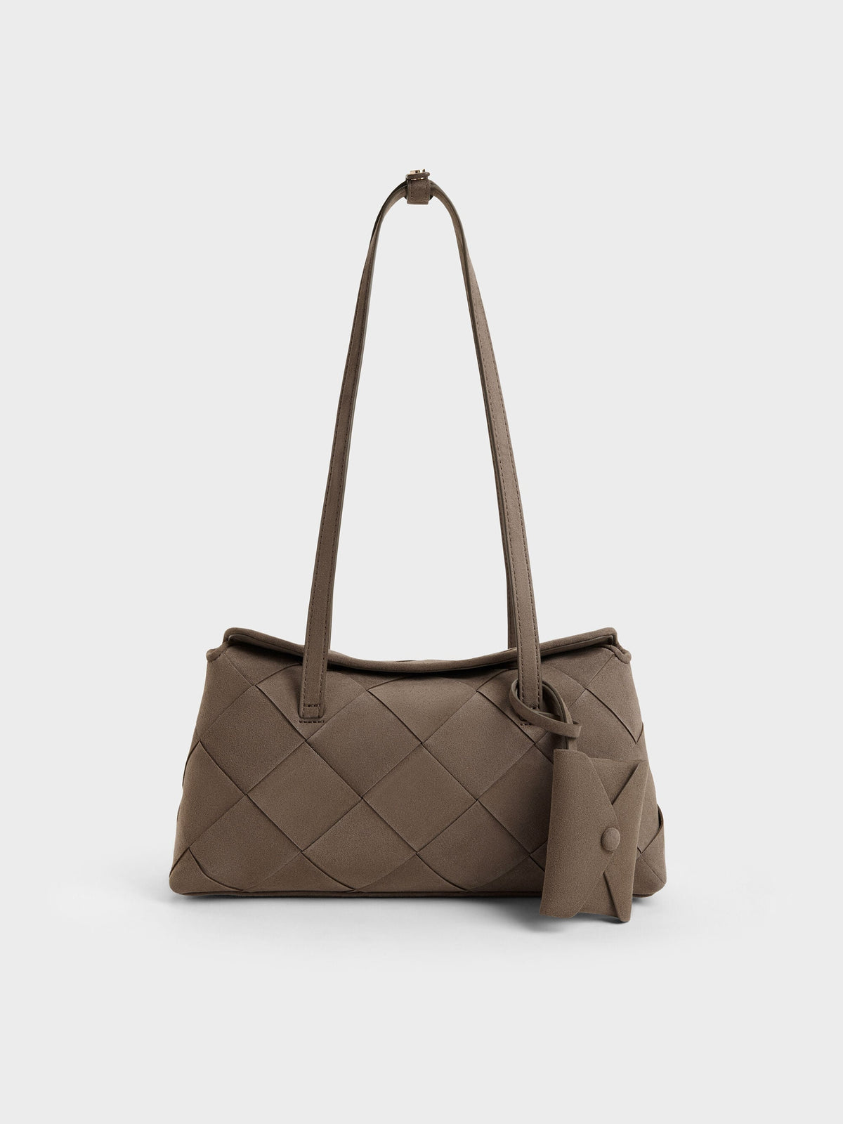 Maribel Woven Trapeze Shoulder Bag - Stone Grey | CHARLES & KEITH