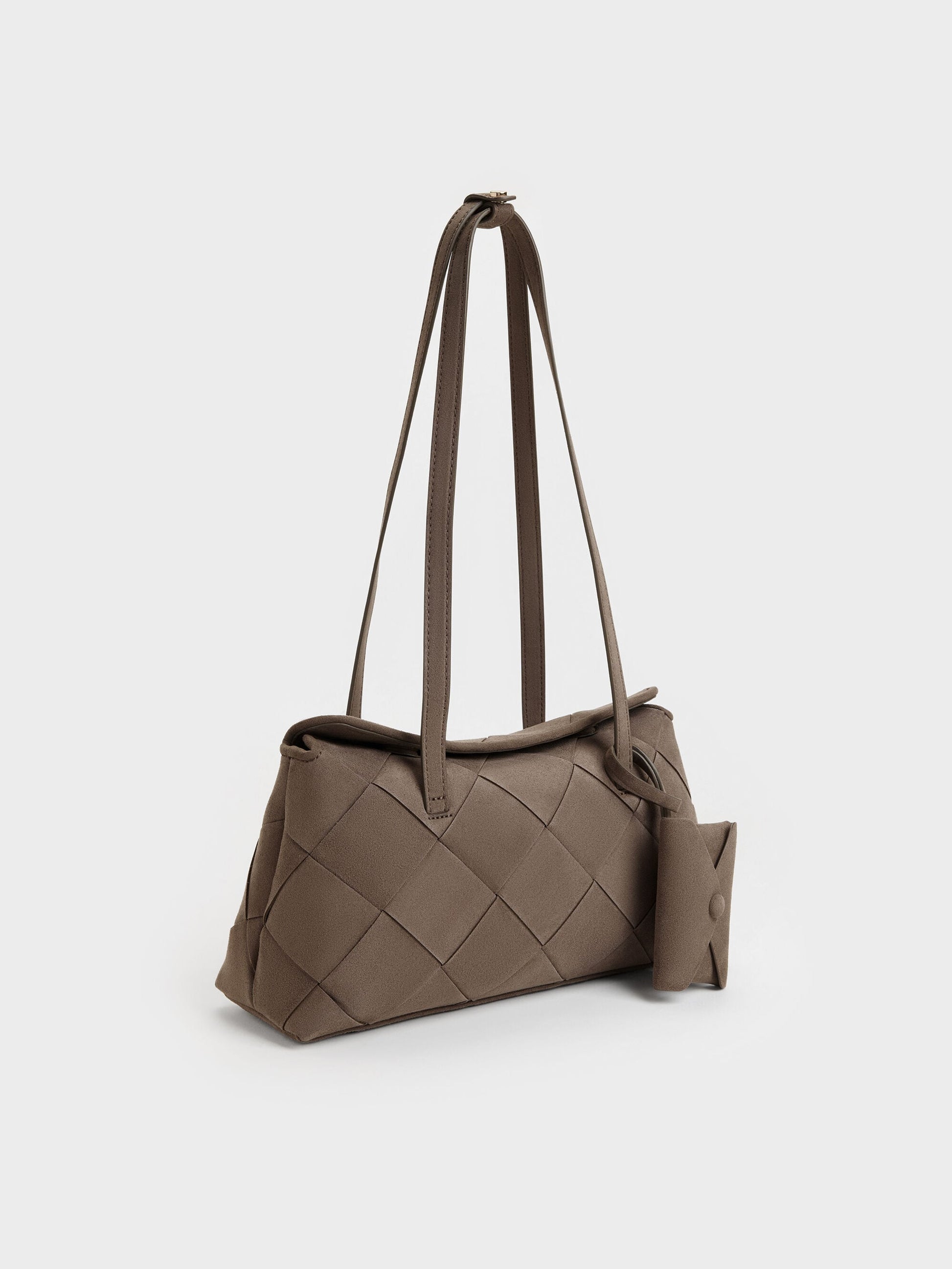 Maribel Woven Trapeze Shoulder Bag - Stone Grey | CHARLES & KEITH