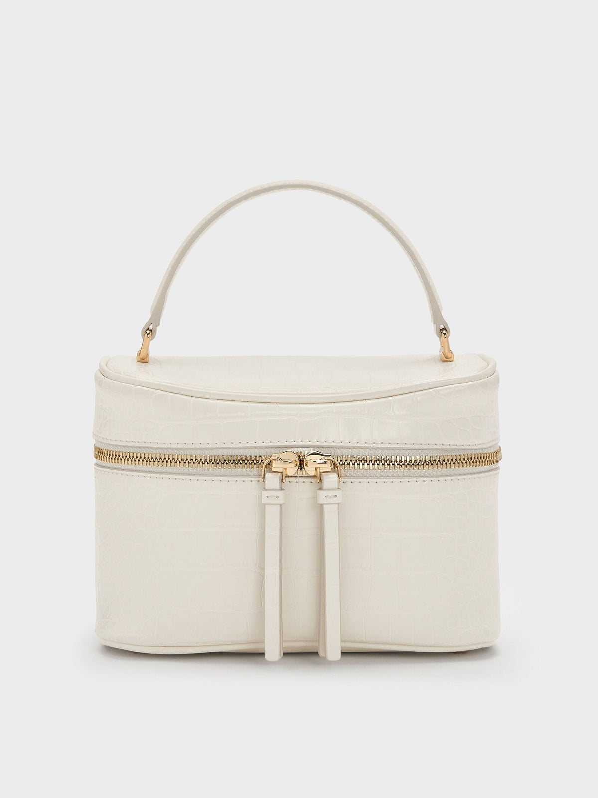 Pansy Croc-Effect Vanity Bag - Cream | CHARLES & KEITH