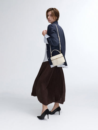 Pansy Croc-Effect Vanity Bag - Cream | CHARLES & KEITH