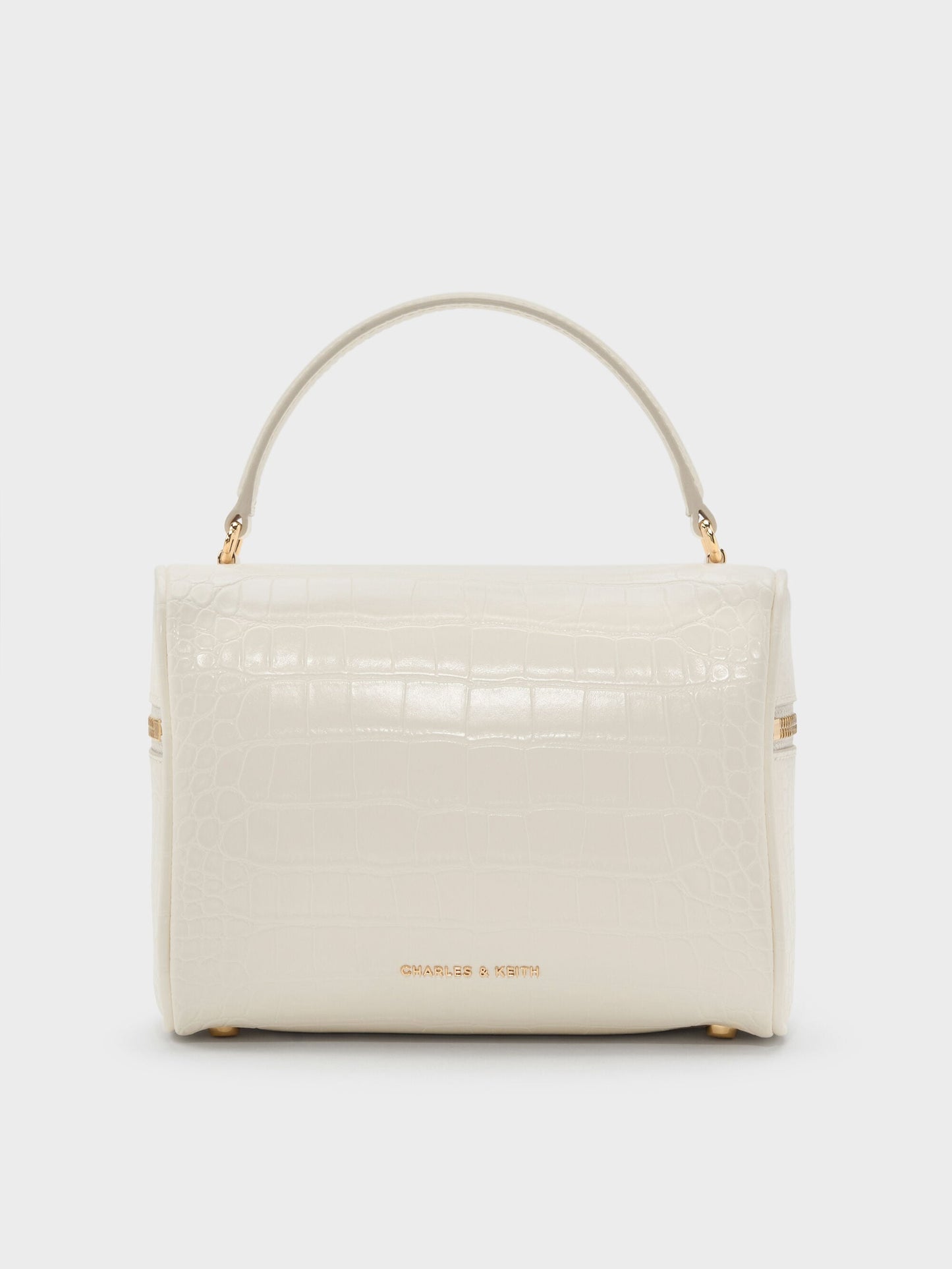 Pansy Croc-Effect Vanity Bag - Cream | CHARLES & KEITH