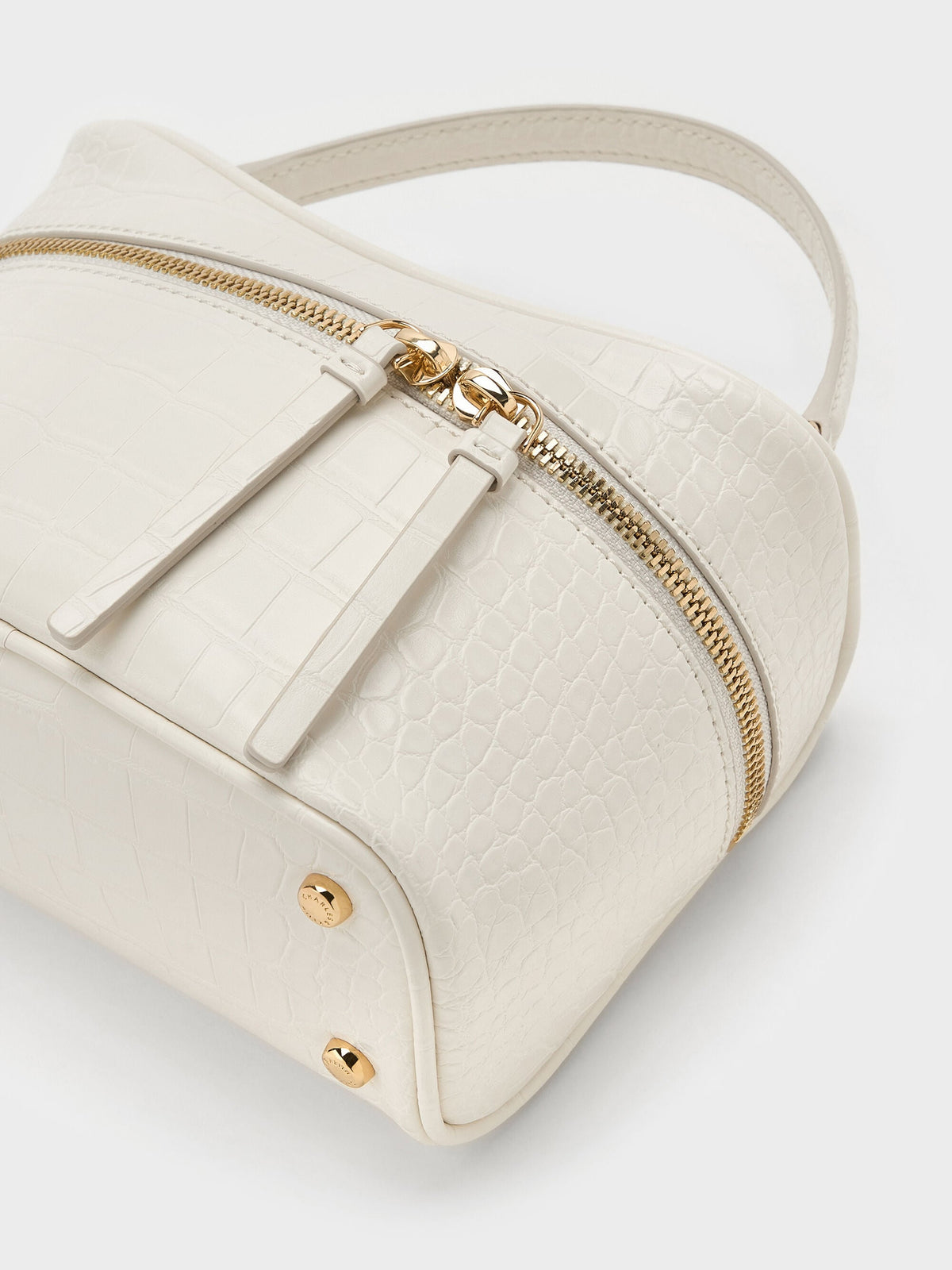 Pansy Croc-Effect Vanity Bag - Cream | CHARLES & KEITH