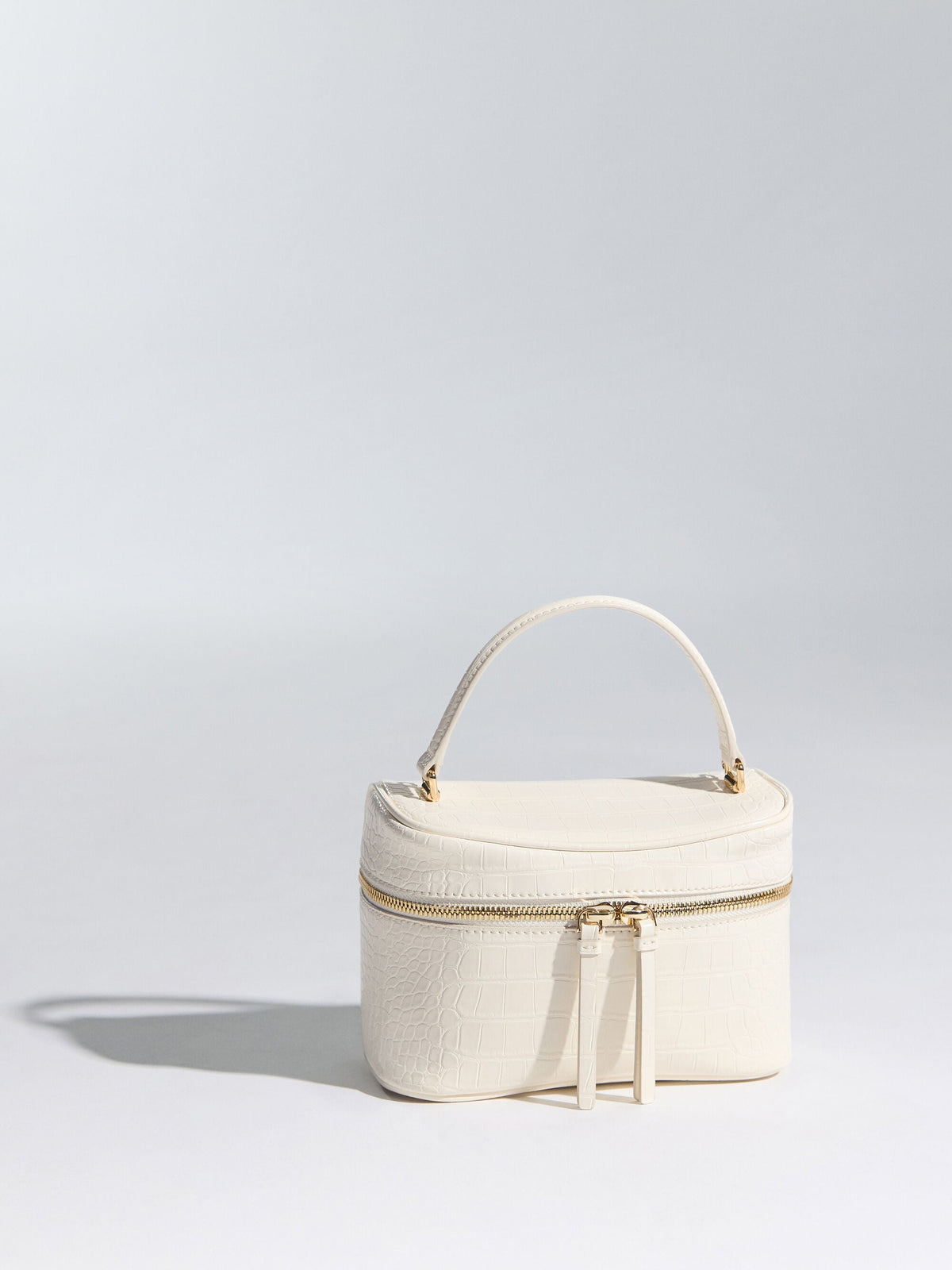 Pansy Croc-Effect Vanity Bag - Cream | CHARLES & KEITH