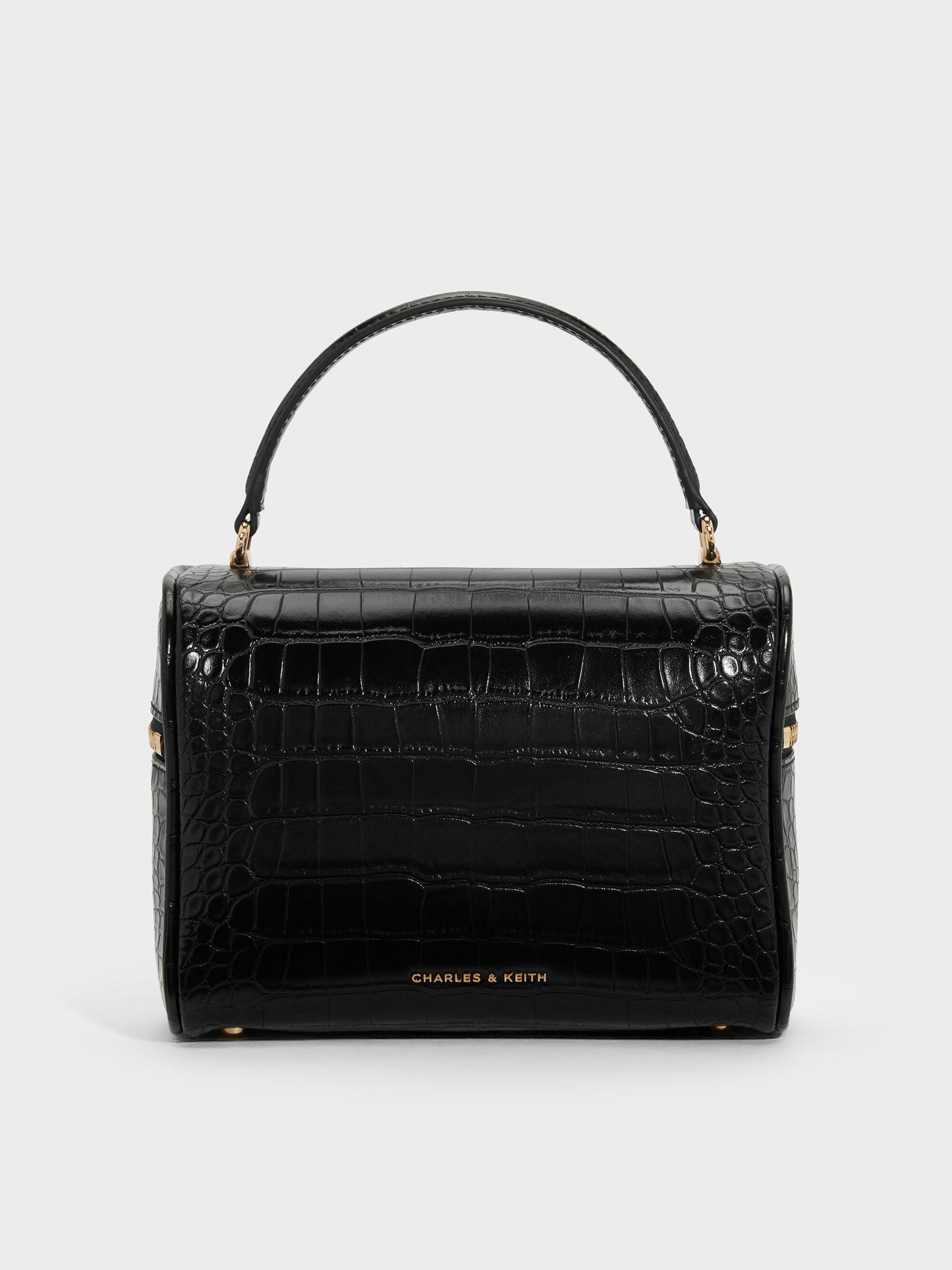 Pansy Croc-Effect Vanity Bag - Black | CHARLES & KEITH