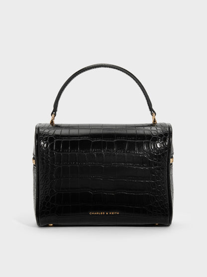 Pansy Croc-Effect Vanity Bag - Black | CHARLES & KEITH