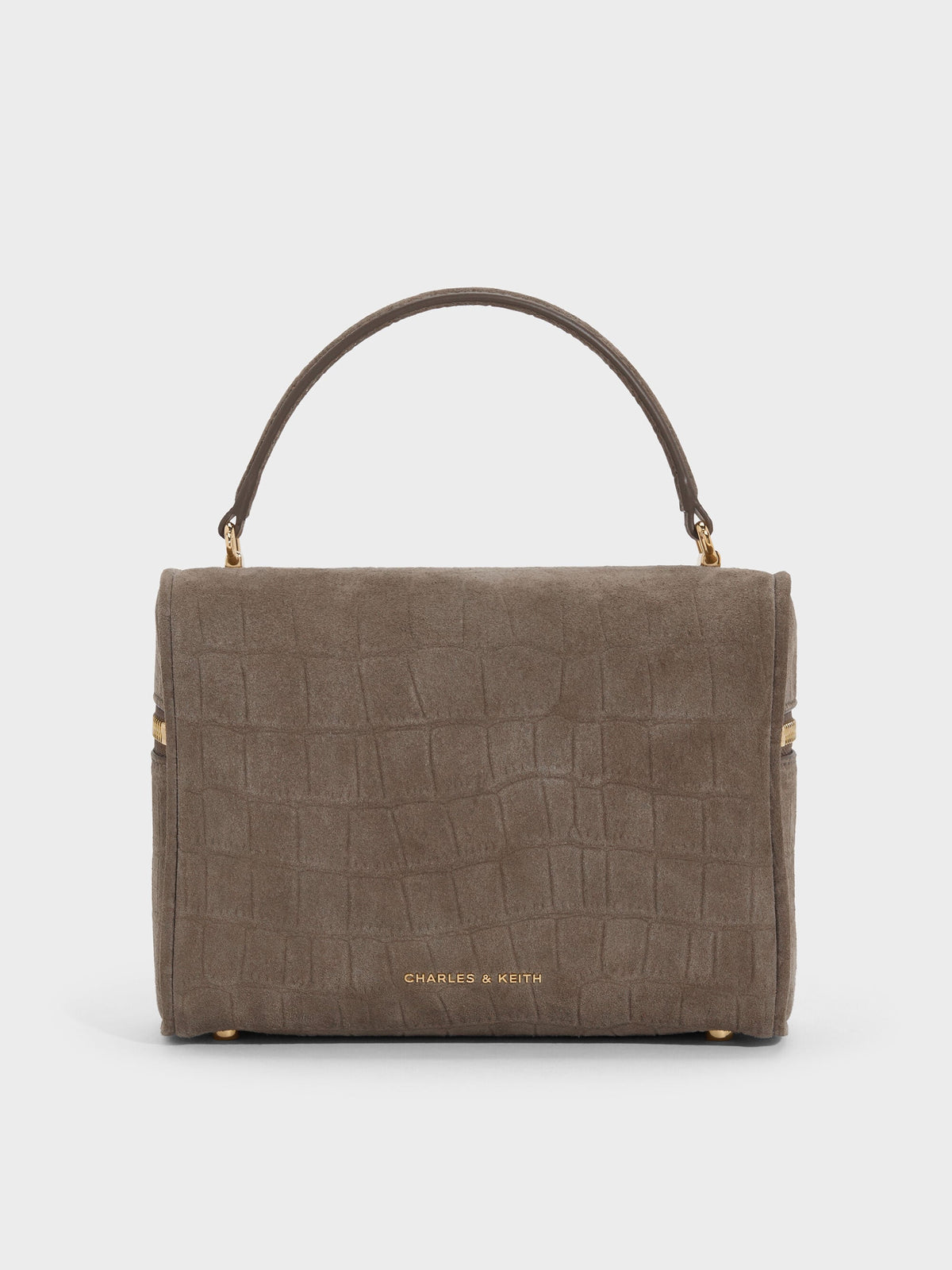 Pansy Croc-Effect Vanity Bag - Stone Grey | CHARLES & KEITH