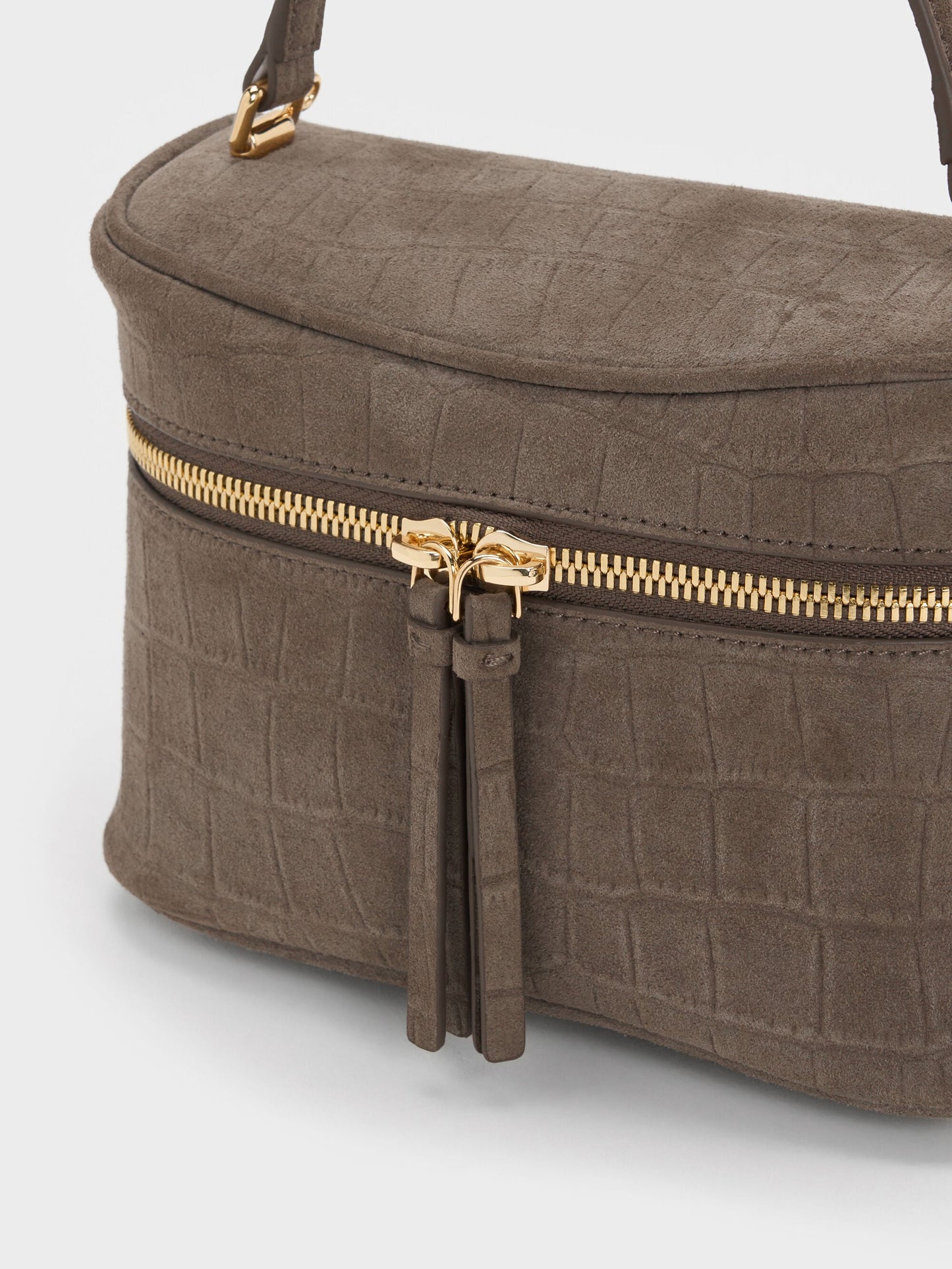 Pansy Croc-Effect Vanity Bag - Stone Grey | CHARLES & KEITH