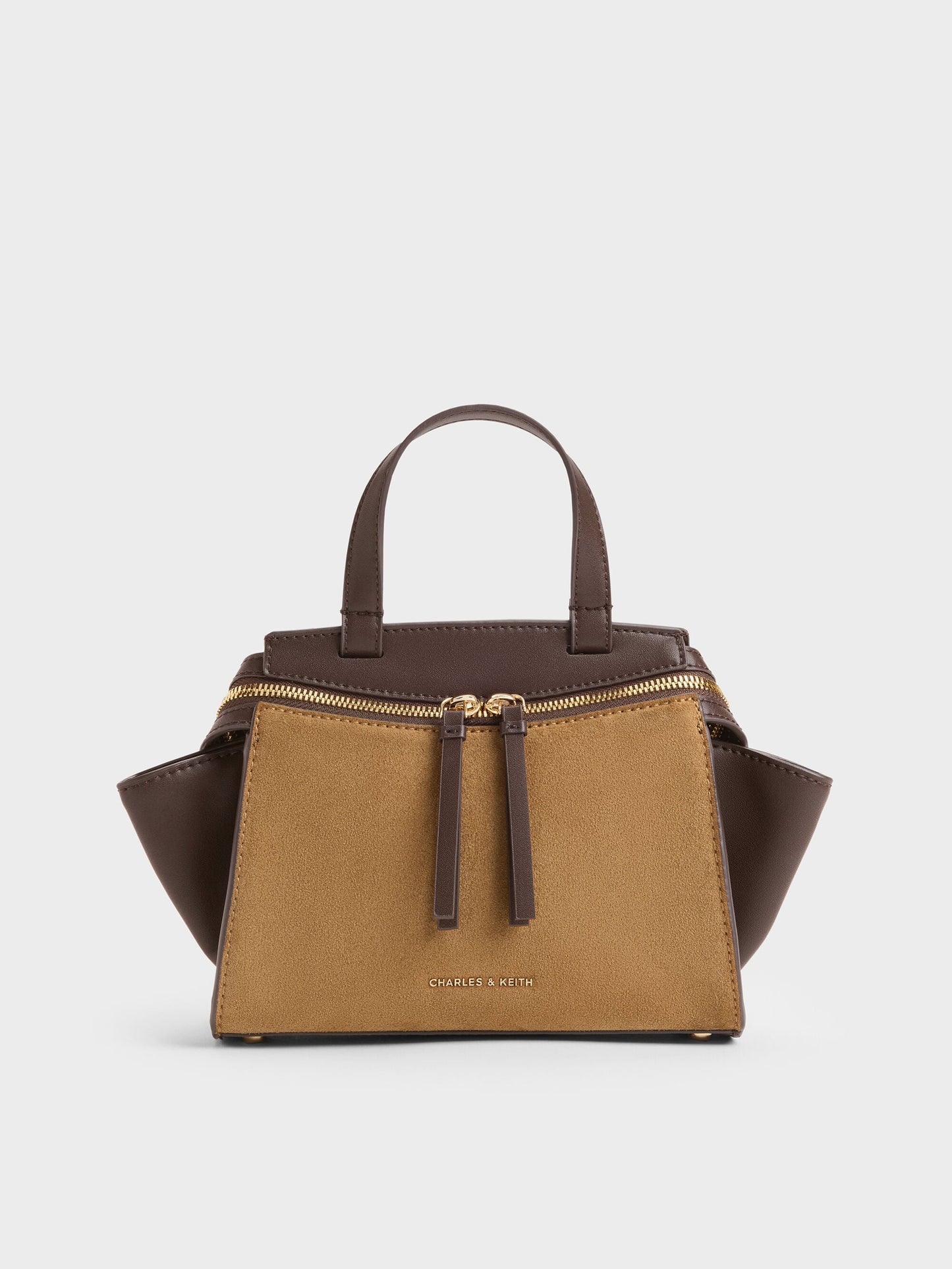 Pansy Two-Tone Trapeze Top Handle Bag - Sahara Sand | CHARLES & KEITH