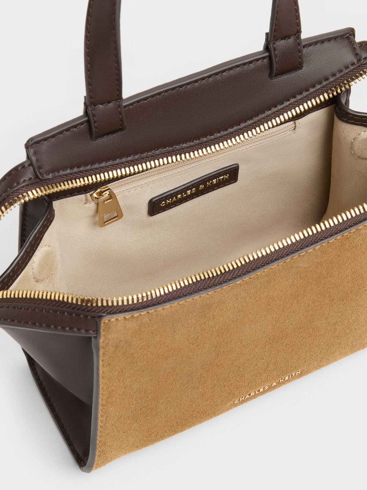 Pansy Two-Tone Trapeze Top Handle Bag - Sahara Sand | CHARLES & KEITH