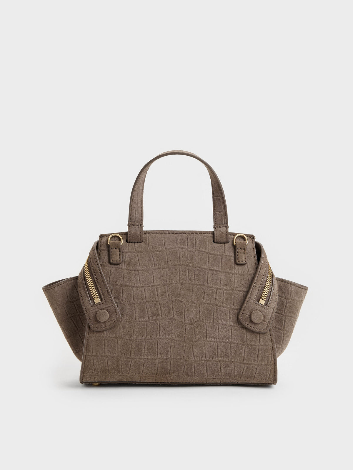 Pansy Trapeze Top Handle Bag - Stone Grey | CHARLES & KEITH