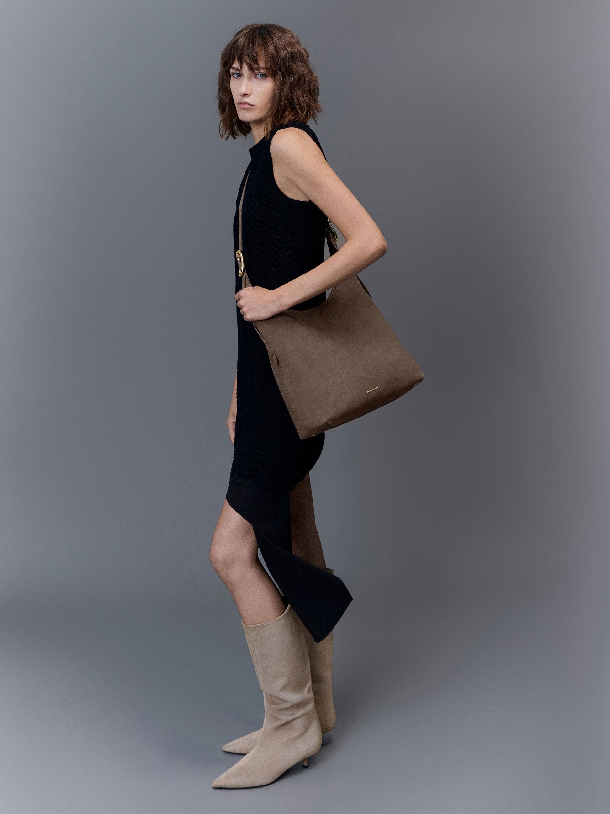 Aislin Hobo Bag - Stone Grey | CHARLES & KEITH