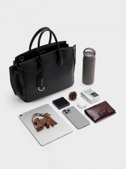 Large Ginevra Tote Bag - Black | CHARLES & KEITH