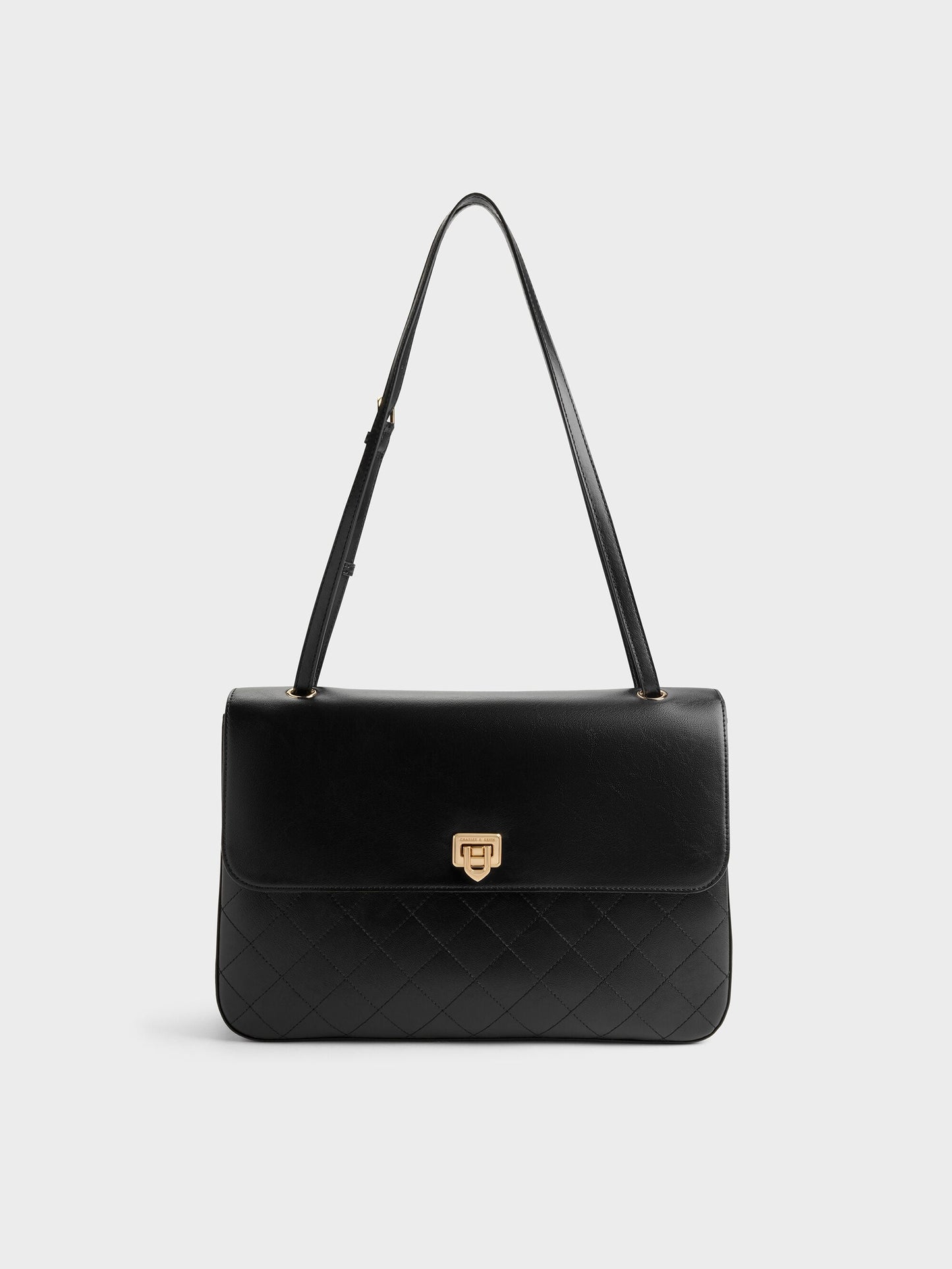 Connie Quilted Shoulder Bag - Black | CHARLES & KEITH