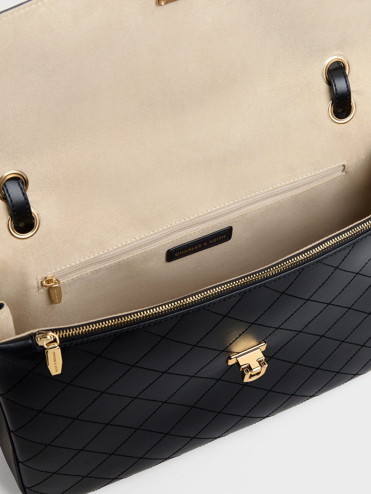 Connie Quilted Shoulder Bag - Black | CHARLES & KEITH