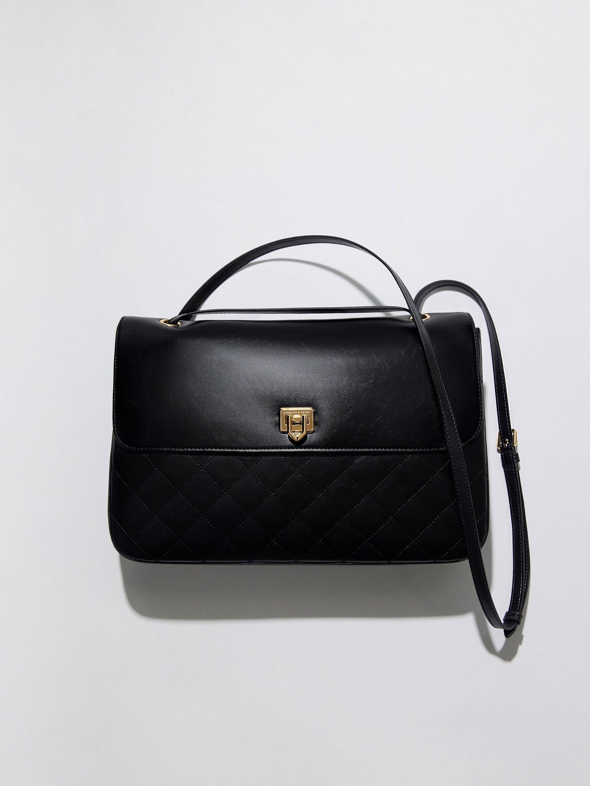 Connie Quilted Shoulder Bag - Black | CHARLES & KEITH