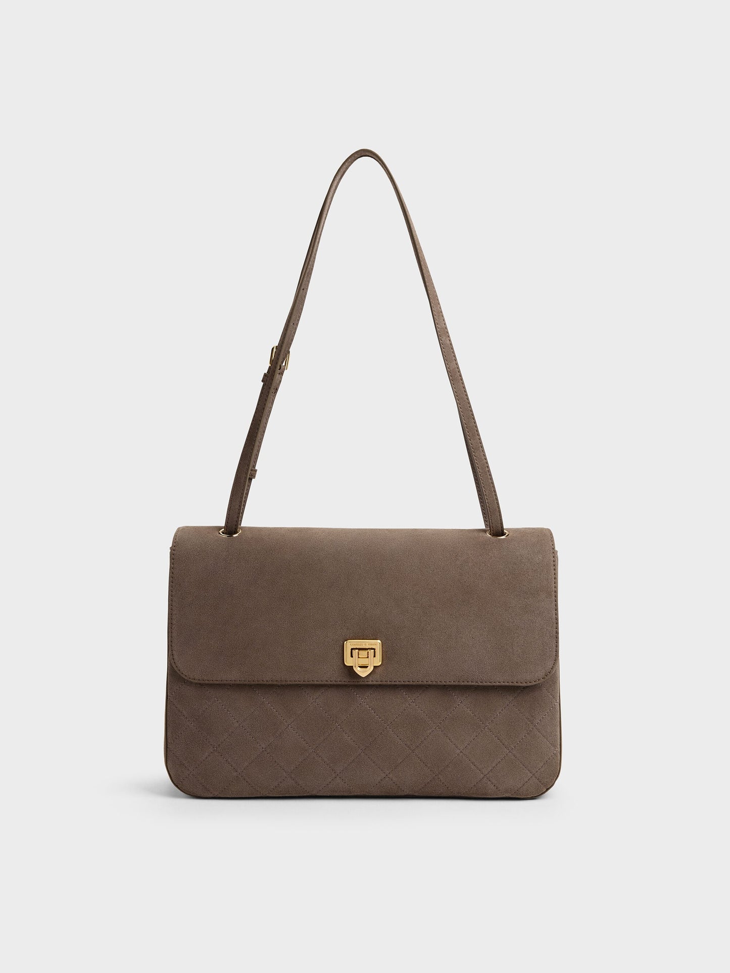Connie Quilted Shoulder Bag - Stone Grey | CHARLES & KEITH