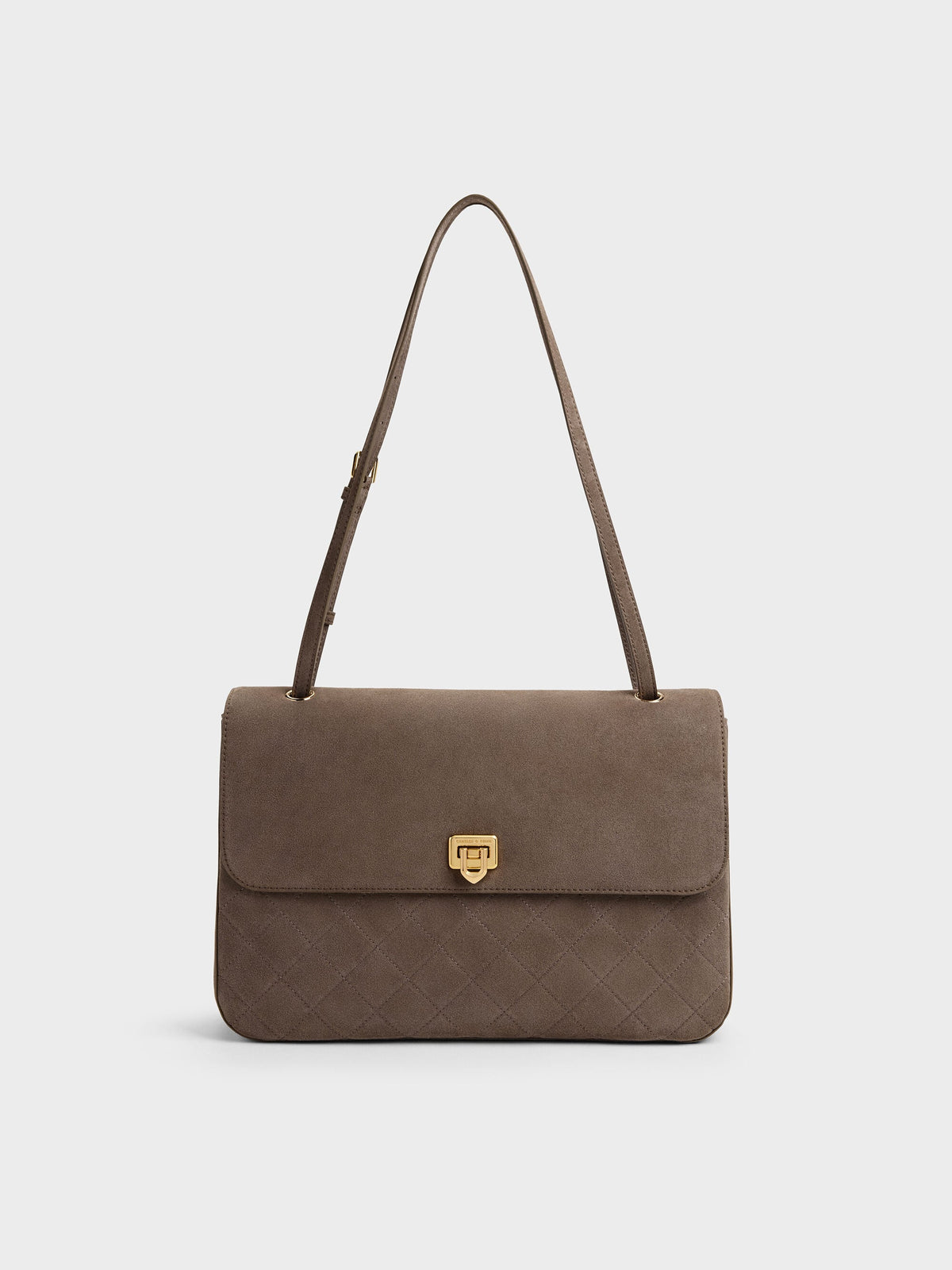 Connie Quilted Shoulder Bag - Stone Grey | CHARLES & KEITH