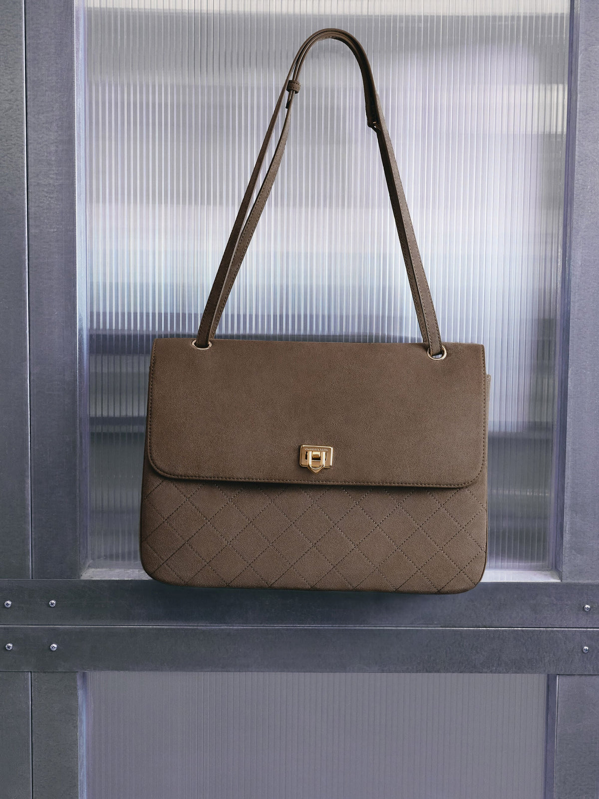 Connie Quilted Shoulder Bag - Stone Grey | CHARLES & KEITH